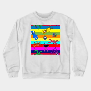 super colorful rainbow friends Crewneck Sweatshirt